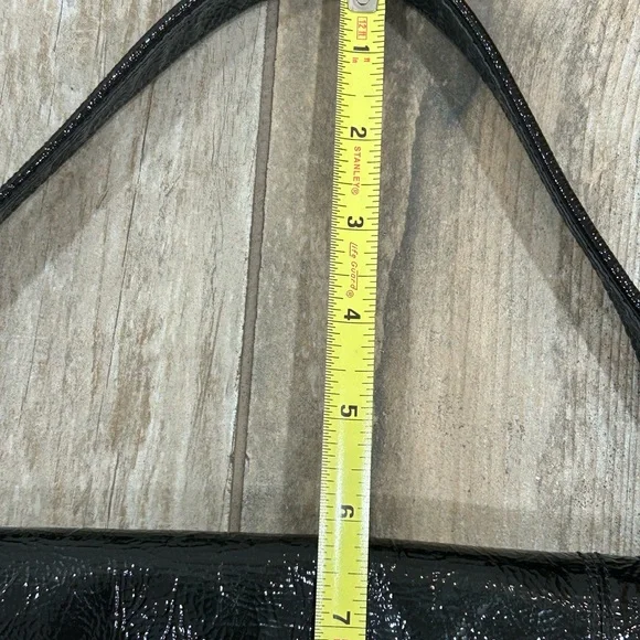 COACH POPPY GLOSSY PATENT LEATHER BAG PURSE 18161 BLACK 2 STRAPS CROSSBODY - Picture 4 of 15